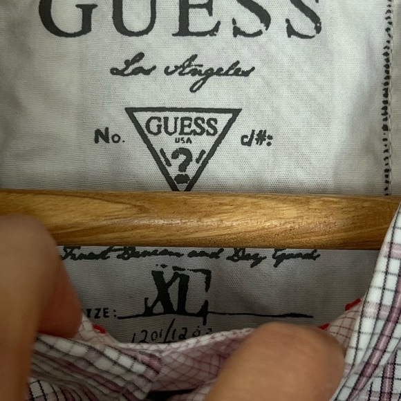 Guess LA Mens Button Down Gingham Shirt‎ XL Plaid Check Cotton Work Business - Picture 15 of 17
